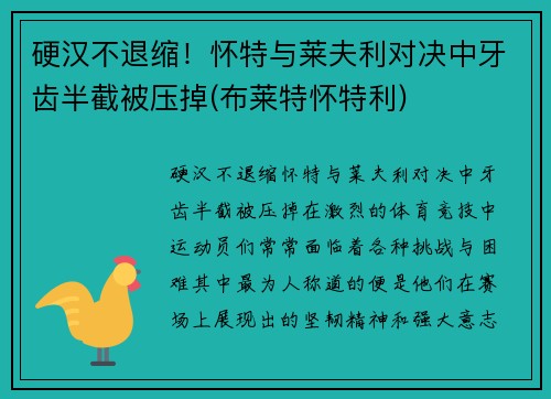 硬汉不退缩！怀特与莱夫利对决中牙齿半截被压掉(布莱特怀特利)